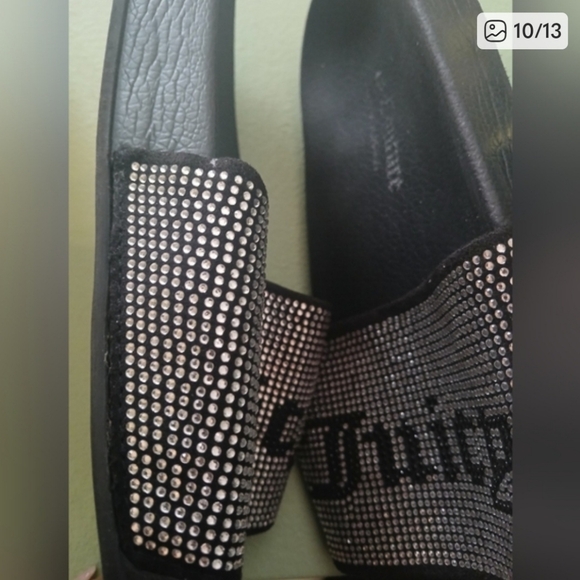 Juicy Couture Black and Silver Slide Sandals - Picture 5 of 7